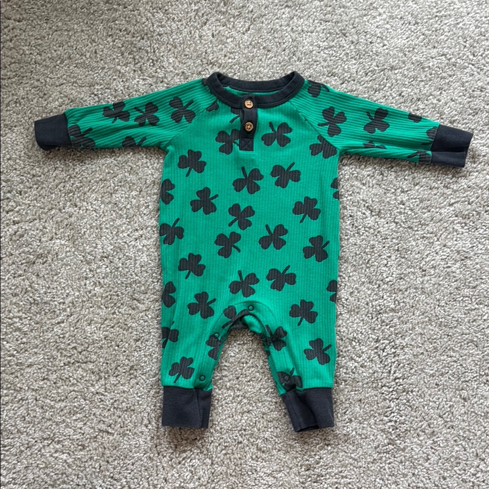 Cat & Jack Green Shamrock Kids One Piece